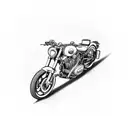 A movie reel wrapped around a motorcycle wheel, with scenes from favorite movies playing out tattoo design idea