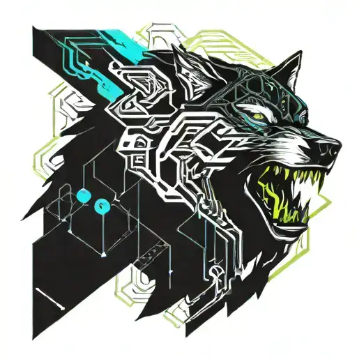 Wolf biting  tattoo design idea