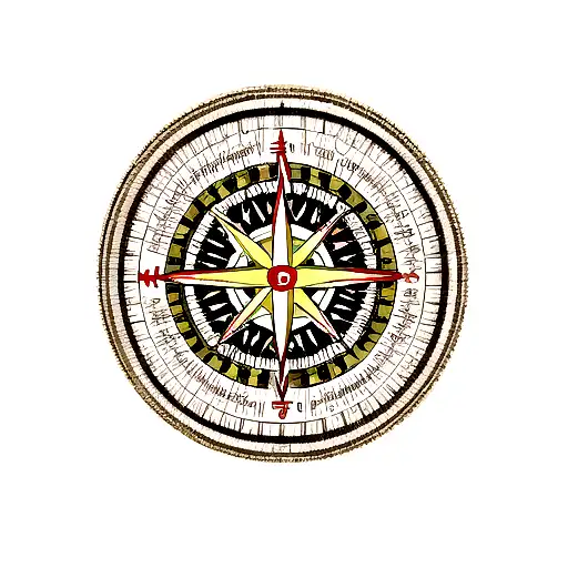 Compass mountain  tattoo design idea