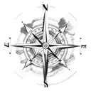 Compass mountain  tattoo design idea
