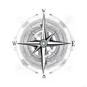 Compass mountain  tattoo design idea