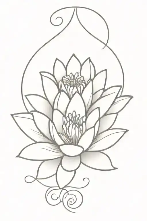 Isis goddess and a Water lily flower blooming tattoo design idea