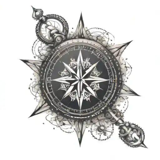 Compass Sig parvis magna  tattoo design idea