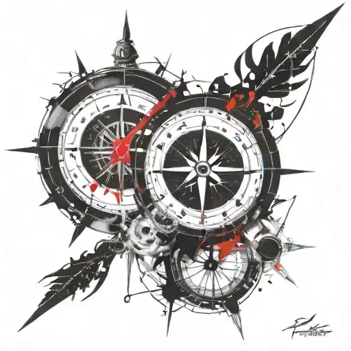 Compass Sig parvis magna  tattoo design idea