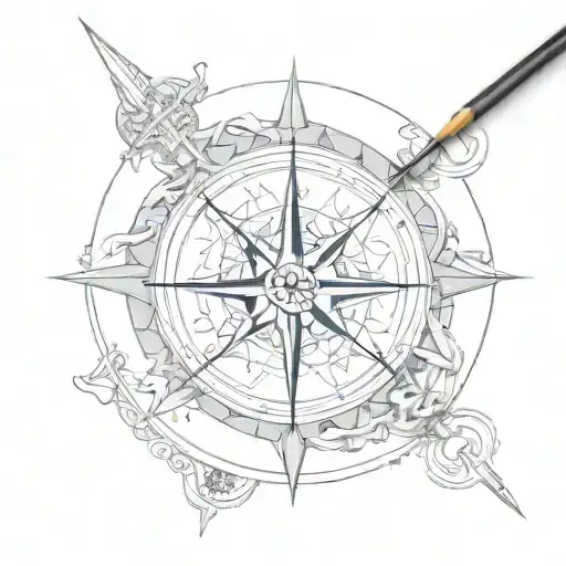 Compass Sig parvis magna  tattoo design idea
