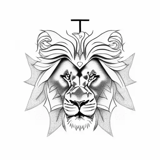 Lion of judah with a cross tattoo design idea