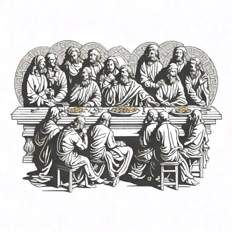 last supper table tattoo design idea