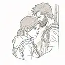 Ellie and joel the last of us game with ashoka tano with batman tattoo design idea