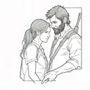 Ellie and joel the last of us game with ashoka tano with batman tattoo design idea