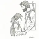 Ellie and joel the last of us game with ashoka tano with batman tattoo design idea