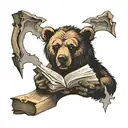 ripped up book with bear tattoo design idea