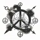 Aquarius constellation intertwined with a peace symbol tattoo design idea