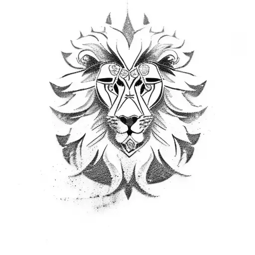 the roma gypsy symbol and a lion tattoo design idea