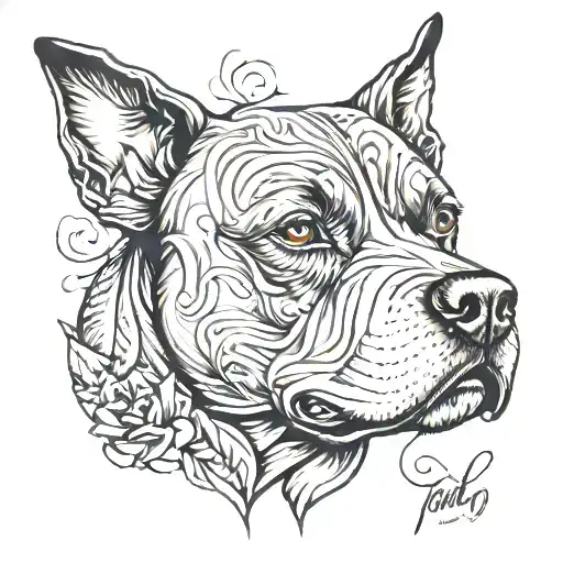 Staffie head tattoo design idea