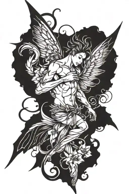 Male fairy tattoo design idea