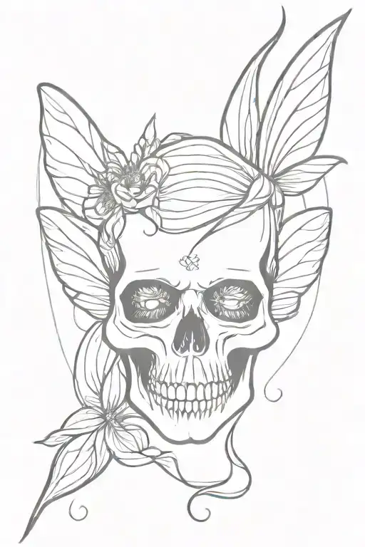 Skull fairy tattoo design idea