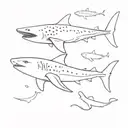 bts dog whale shark swimming tattoo design idea