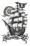 pirate ship tattoo design idea