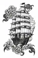 pirate ship tattoo design idea
