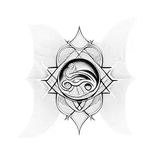 A motorcycle silhouette with a sun and waves forming the background tattoo design idea