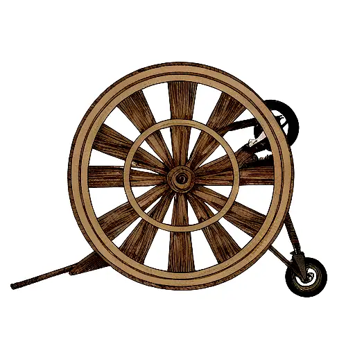 cartoon wagon wheel tattoo design idea