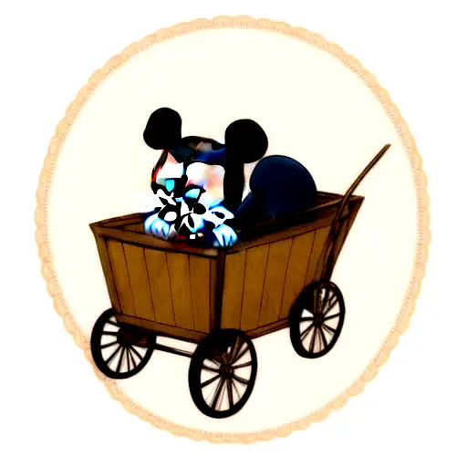 mikey mouse style wagon wheel tattoo design idea