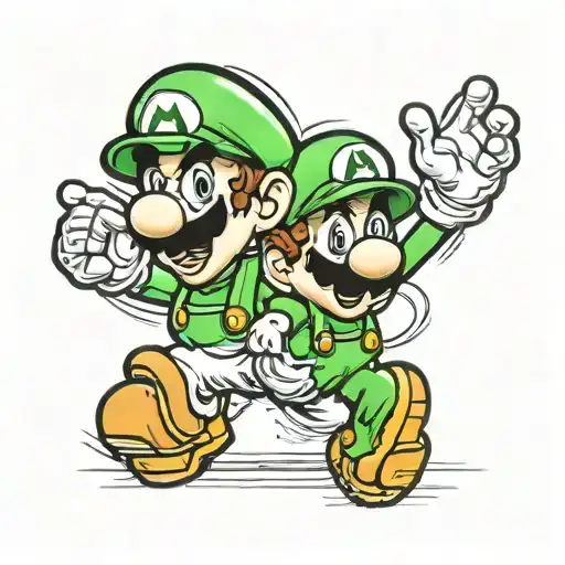 super mario , 1up , luigi , horror tattoo design idea