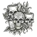 candle,hand,skull,heart tattoo design idea