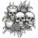 candle,hand,skull,heart tattoo design idea