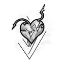 A pixelated heart with a lightning bolt running through it tattoo design idea
