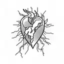A pixelated heart with a lightning bolt running through it tattoo design idea