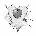 A pixelated heart with a lightning bolt running through it tattoo design idea