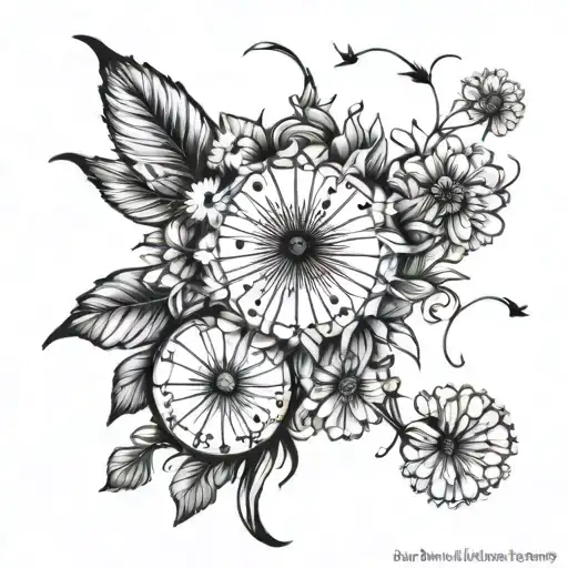 11:11 and dandelion puff tattoo design idea
