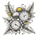 11:11 and dandelion puff tattoo design idea