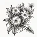 11:11 and dandelion puff tattoo design idea