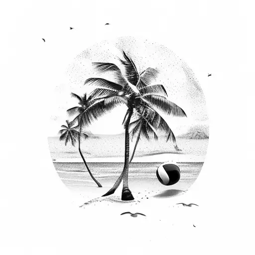 Dominican republic, beach, volleyball, Canada, palm trees tattoo design idea