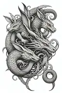 rabbit and dragon intertwined tattoo design idea