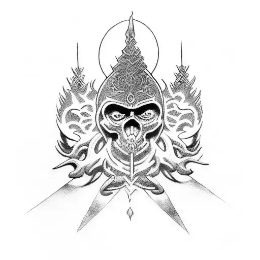  black metal tattoo with the inscription "everyone has his own god" tattoo design idea