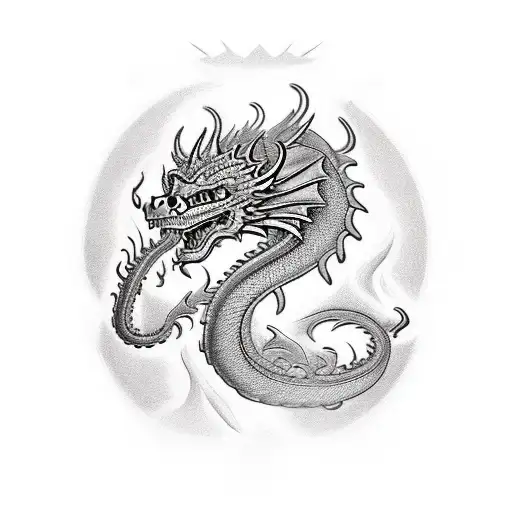 An intense depiction of a firefighter's helmet adorned with a dragon motif, representing the bravery and strength of the wearer tattoo design idea