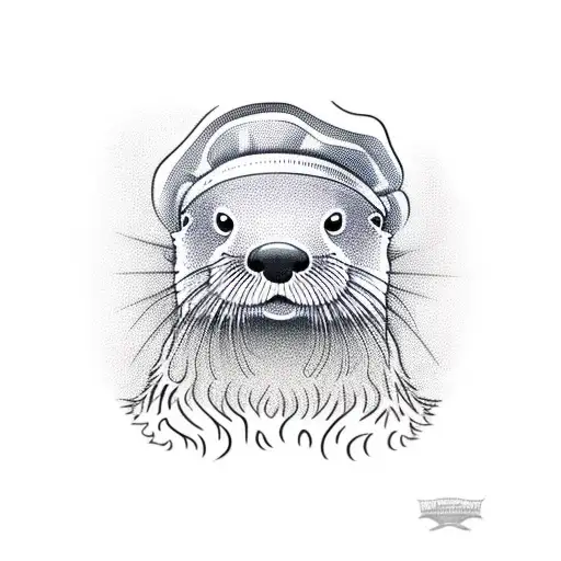 Otter with cooking hat  tattoo design idea