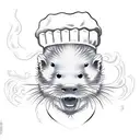 Otter with cooking hat  tattoo design idea
