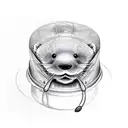 Otter with cooking hat  tattoo design idea