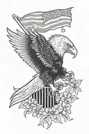 eagle american flag violets tattoo design idea