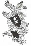 eagle american flag violets tattoo design idea