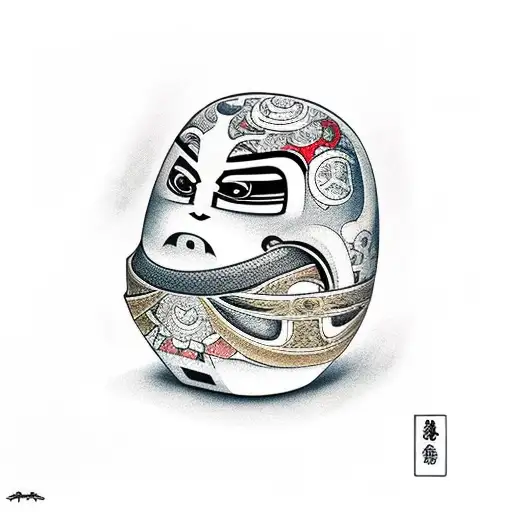 Daruma puking lego bricks tattoo design idea