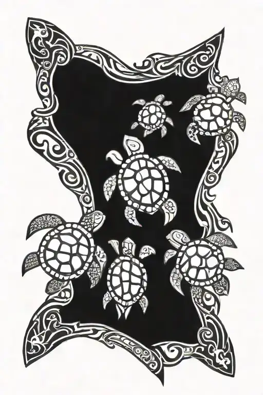 4 turtle family Fijian rib tattoo tattoo design idea