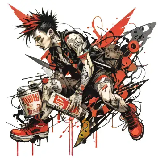 drunk punk fairy flying tattoo design idea