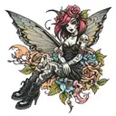 punk drunk fairy tattoo design idea