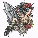 punk drunk fairy tattoo design idea