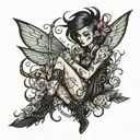 punk drunk fairy tattoo design idea